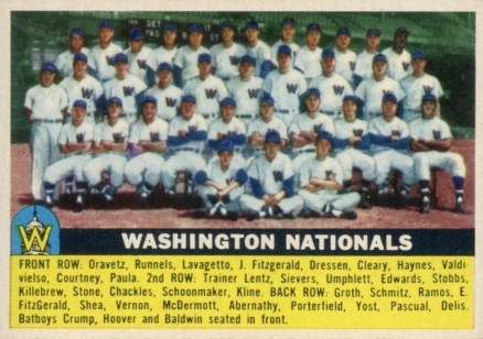 1956 Topps Washington Nationals Team #146 Baseball Card