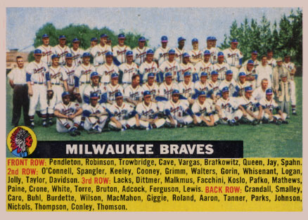 1956 Topps Milwaukee Braves #95gc Baseball Card