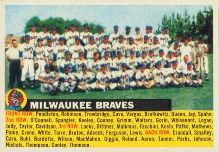 1956 Topps Milwaukee Braves #95gL Baseball Card