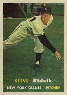 1957 Topps Steve Ridzik #123 Baseball Card