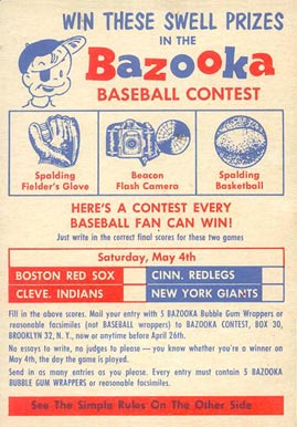 1957 Topps Contest May 4th #C4 Baseball Card