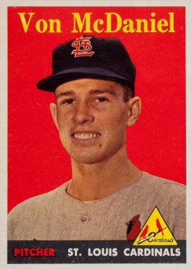 1958 Topps Von McDaniel #65y Baseball Card