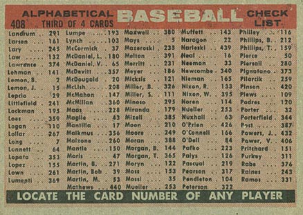 1958 Topps Baltimore Orioles #408a Baseball Card