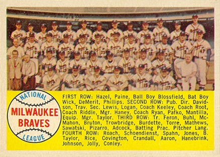 1958 Topps Milwaukee Braves #377a Baseball Card