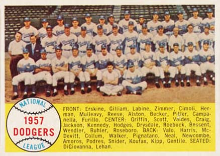1958 Topps 1957 Dodgers Team #71 Baseball Card