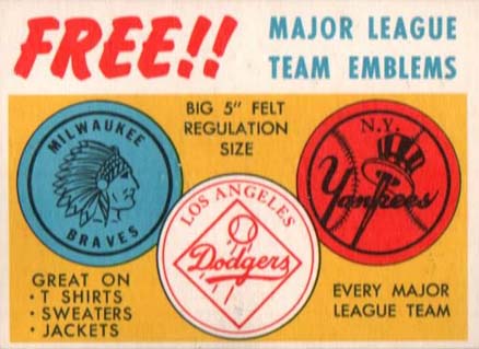 1958 Topps Felt Emblems Insert #Felt Baseball Card