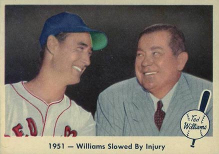 1959 Fleer Ted Williams 1951- Williams Slowed By Injury #42 Baseball Card