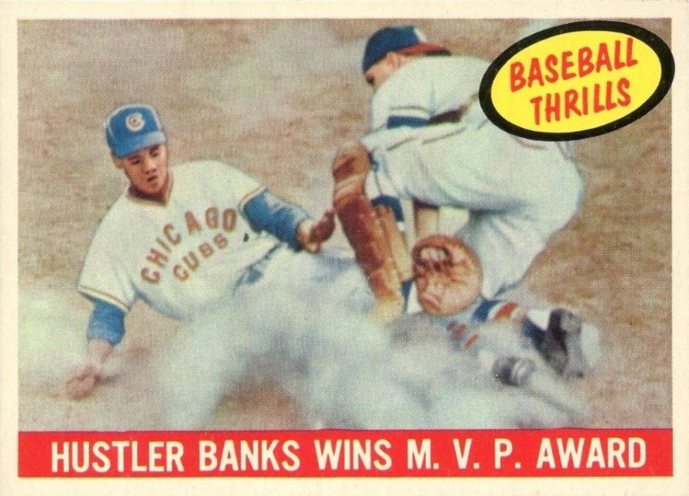 1959 Topps Hustler Banks Wins M.V.P. Award #469 Baseball Card