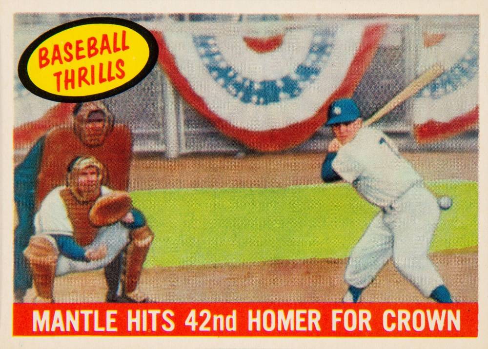 1959 Topps Mantle Hits 42nd Homer for Crown #461 Baseball Card