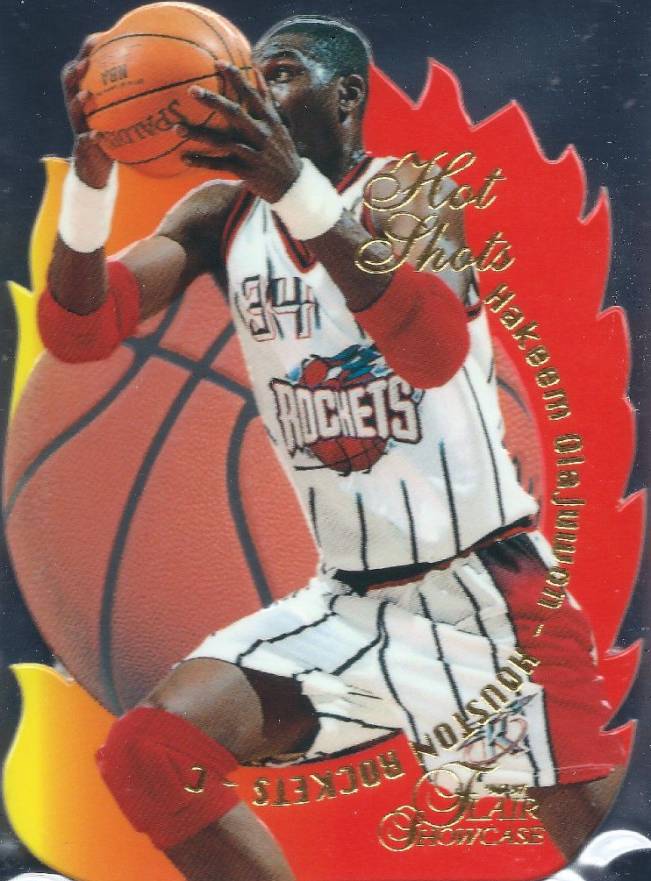 1996 Flair Showcase Hot Shots Hakeem Olajuwon #12 Basketball Card