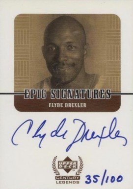 1999 Upper Deck Century Legends Epic Signatures Clyde Drexler #CD Basketball Card