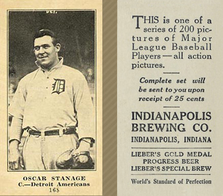 1916 Indianapolis Brewing Oscar Stanage #168 Baseball Card