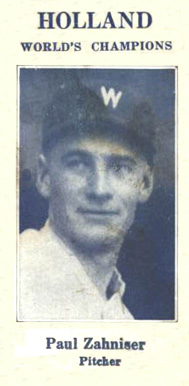 1925 Holland Creameries Paul Zahniser #9 Baseball Card