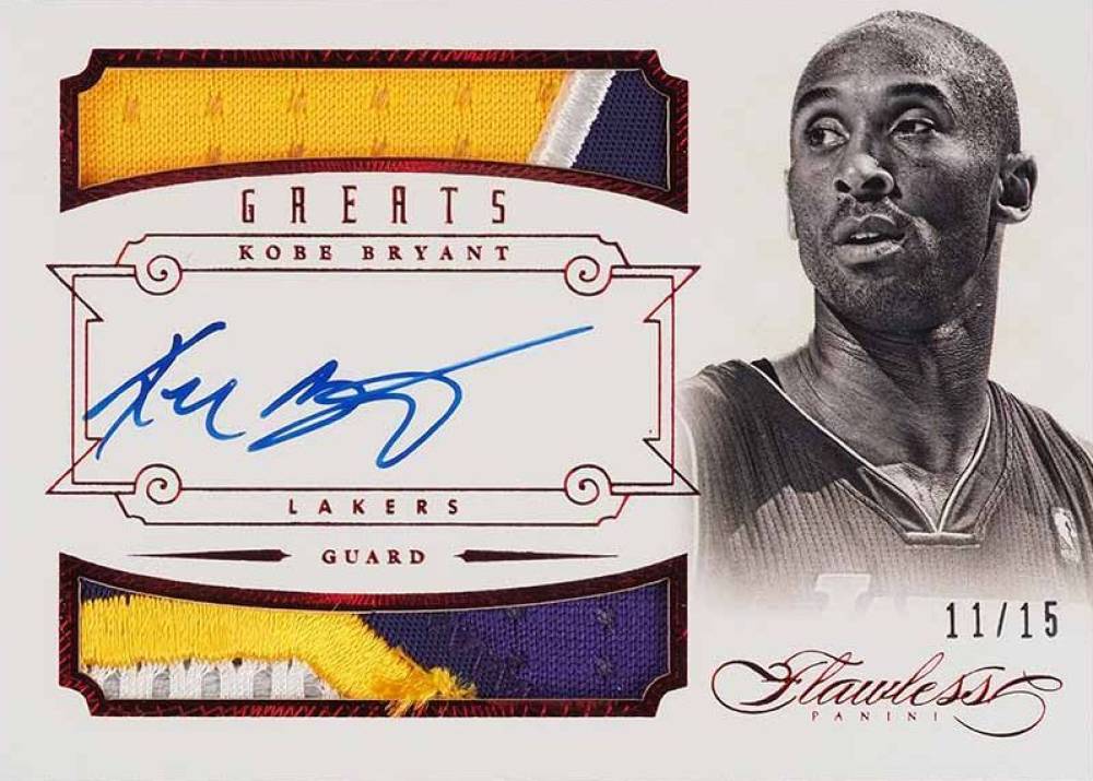 2012 Panini Flawless Greats Dual Patches Autographs Kobe Bryant #1 Basketball Card