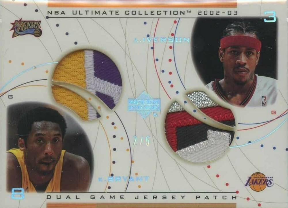 2002 Ultimate Collection Jerseys Patches Dual Allen Iverson/Kobe Bryant #KB/AIP Basketball Card