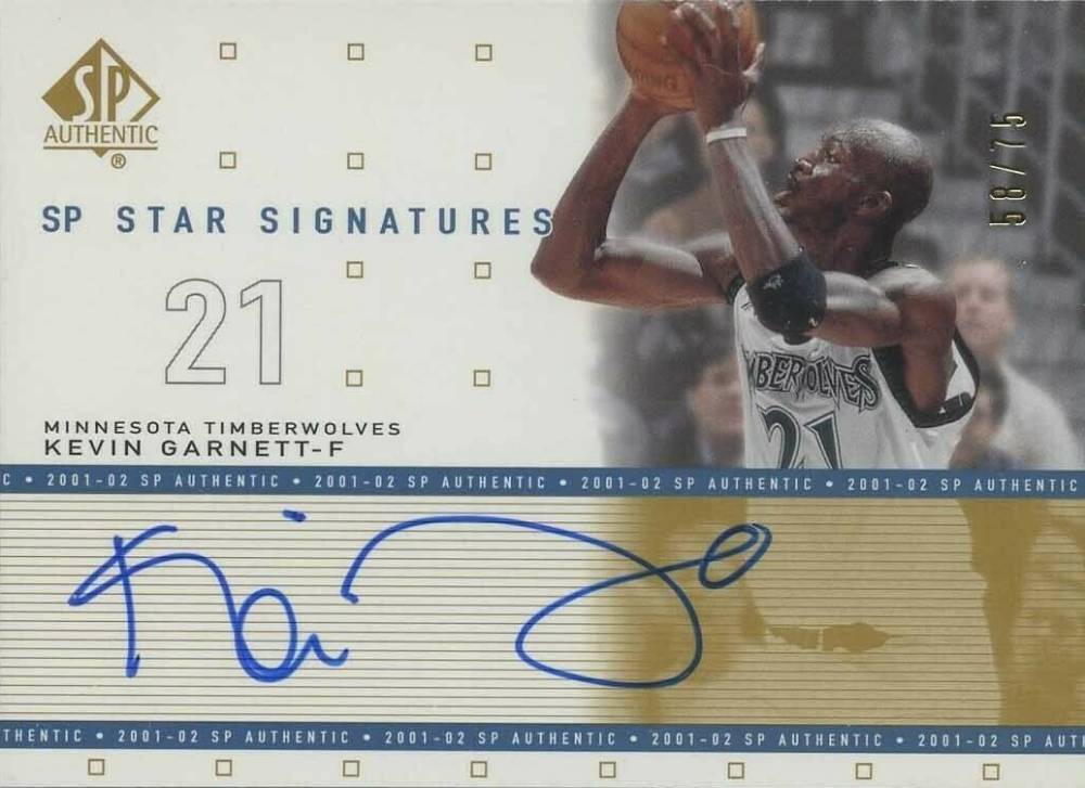 2001 SP Authentic SP Star Signatures Kevin Garnett #KG-S Basketball Card