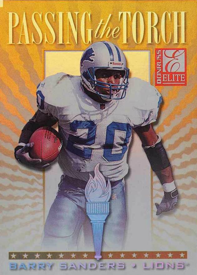 1999 Donruss Elite Passing the Torch Barry Sanders #6 Football Card