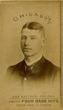1887 Four Base Hits Van Haltren. Fielder. #13 Baseball Card