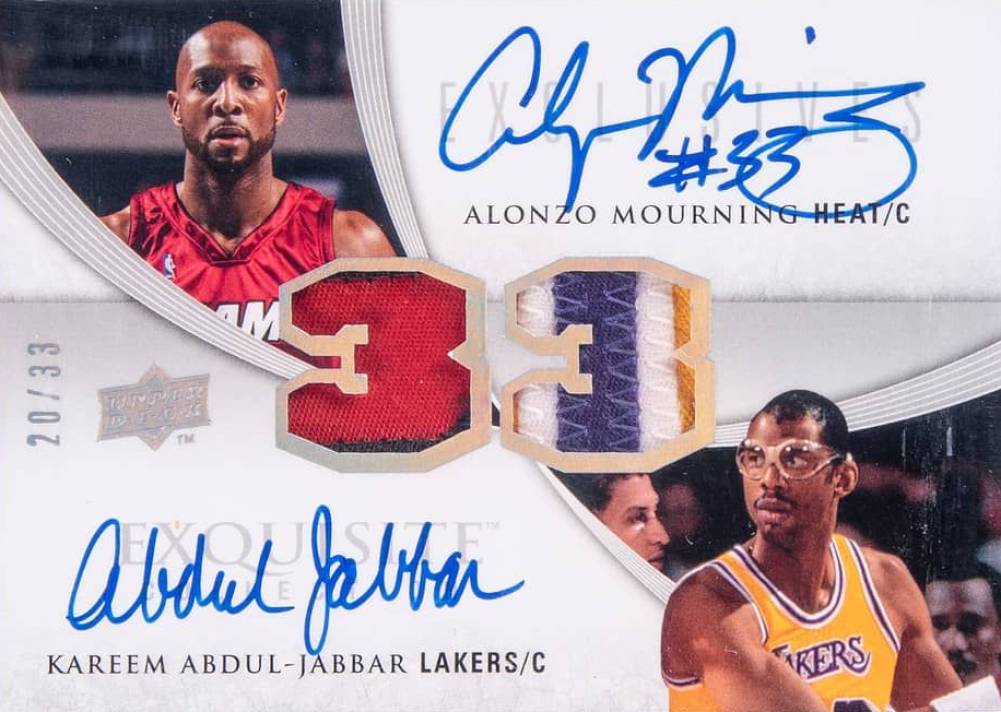 2009 Upper Deck Exquisite Collection Numbers Pieces Autographs Kareem Abdul-Jabbar/Alonzo Mourning #ED-MA Basketball Card