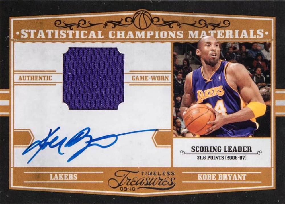 2009 Panini Timeless Treasures Statistical Champions Materials Kobe Bryant #4 Basketball Card