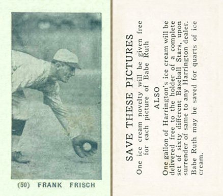 1928 Tharp's Ice Cream Frank Frisch #50 Baseball Card