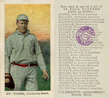 1909 C. A. Briggs Color Cy Young, Cleveland Amer. # Baseball Card
