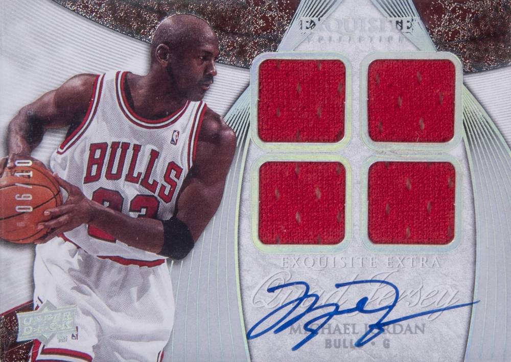 2007 Upper Deck Exquisite Collection Extra Quad Jersey Autograph Michael Jordan #EQ-MJ Basketball Card
