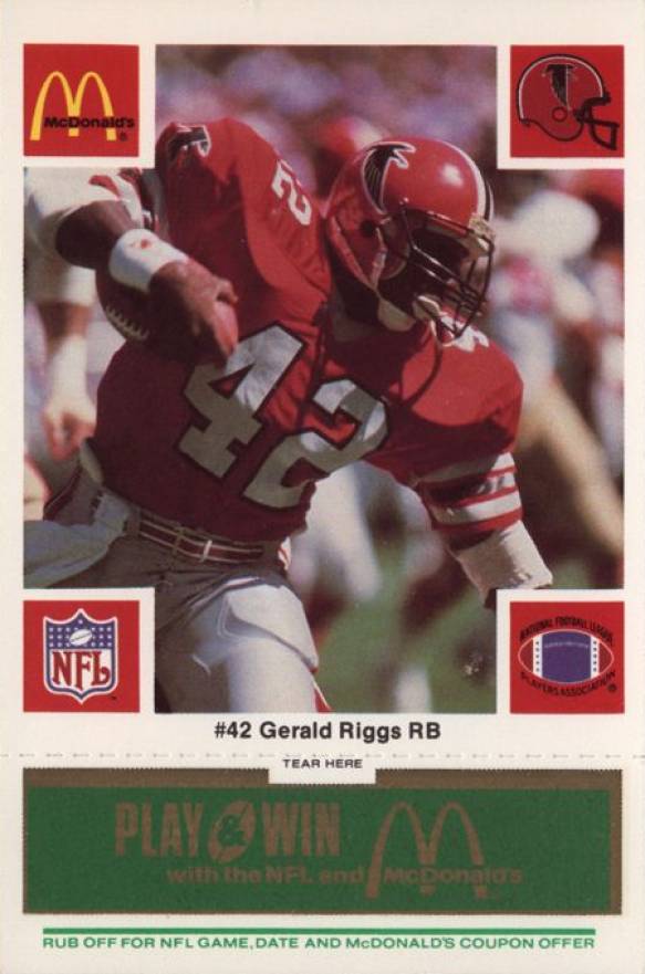1986 McDonald's Falcons Gerald Riggs #42 Football Card