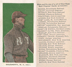 1911 George Close Candy Dougherty, N.Y. Amer. # Baseball Card