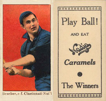1909 Nadja Caramel Bescher, c.f. Cincinnati Nat'l. # Baseball Card