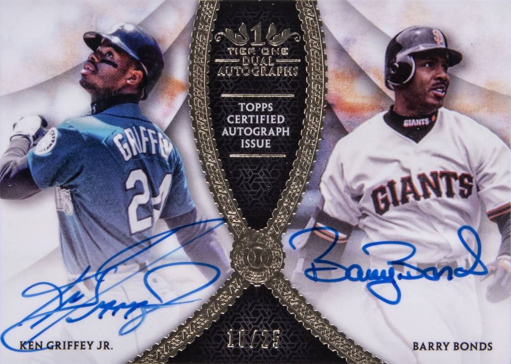 2017 Topps Tier One Dual Autographs Barry Bonds/Ken Griffey Jr. #DAGB Baseball Card