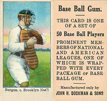 1909 Dockman & Sons Bergen, c., Brooklyn Nat'l # Baseball Card