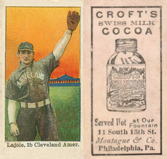 1909 Croft's Cocoa Lajoie, 2b Cleveland Amer. # Baseball Card