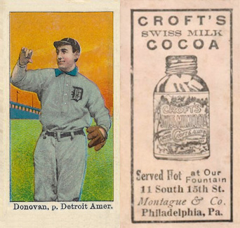 1909 Croft's Cocoa Donovan, p. Detroit Amer. # Baseball Card