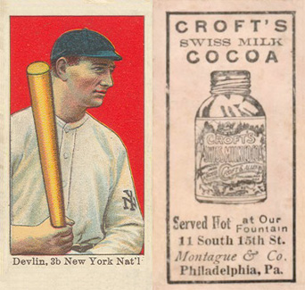 1909 Croft's Cocoa Devlin, 3b New York Nat'l # Baseball Card
