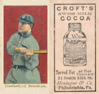 1909 Croft's Cocoa Crawford, c.f. Detroit Am. # Baseball Card