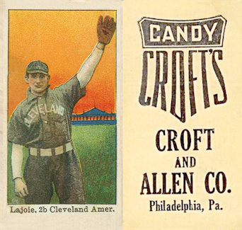 1909 Croft's Candy Lajoie, 2b Cleveland Amer. # Baseball Card