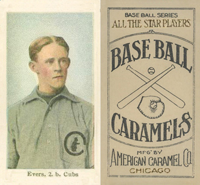 1910 American Caramel Chicago Evers, 2.b. Cubs # Baseball Card