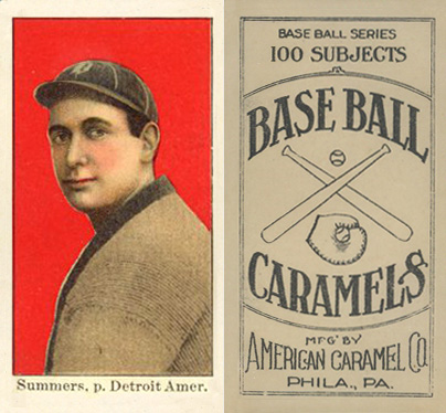 1909 E90-1 American Caramel Summers, p. Detroit Amer. # Baseball Card