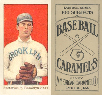 1909 E90-1 American Caramel Pastorius, p. Brooklyn Nat'l # Baseball Card