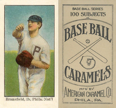 1909 E90-1 American Caramel Bransfield, 1b, Phila. Nat'l # Baseball Card