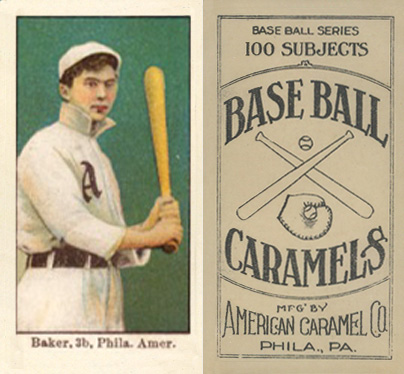 1909 E90-1 American Caramel Baker, 3b, Phila. Amer. # Baseball Card
