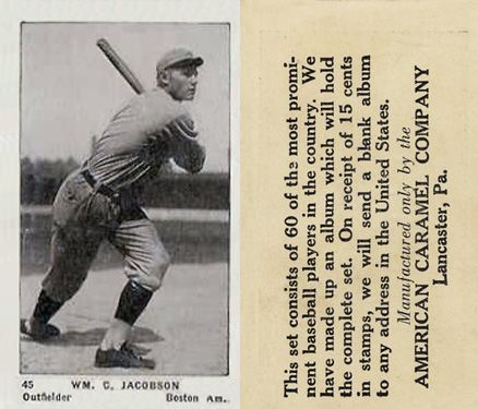 1927 American Caramel--Series of 60 Wm. C. Jacobson #45 Baseball Card