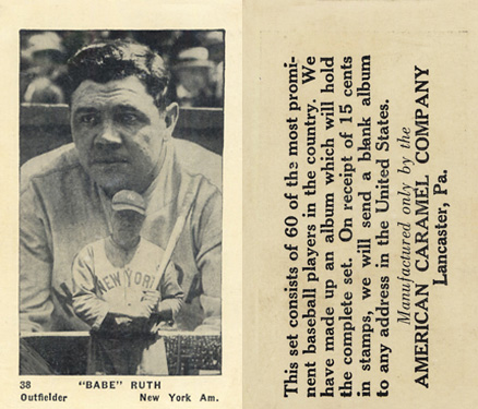 1927 American Caramel--Series of 60 "Babe" Ruth #38 Baseball Card