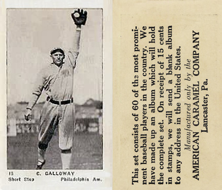 1927 American Caramel--Series of 60 C. Galloway #15 Baseball Card