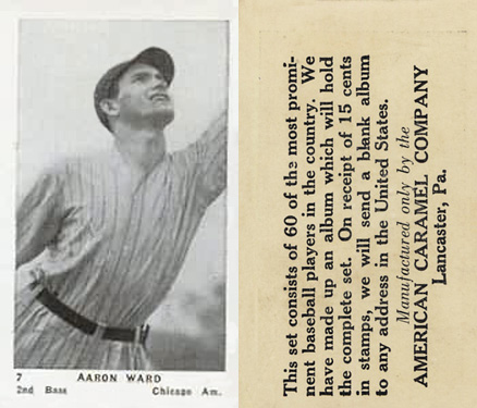 1927 American Caramel--Series of 60 Aaron Ward #7 Baseball Card