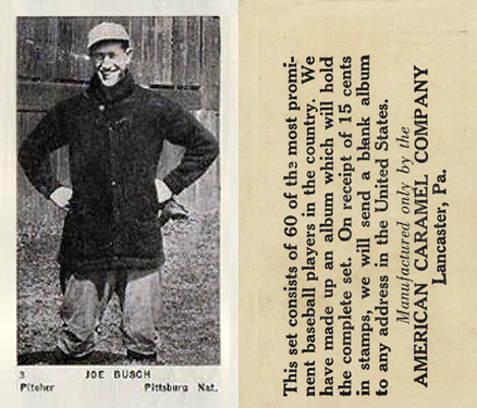 1927 American Caramel--Series of 60 Joe Busch #3 Baseball Card