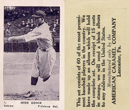1927 American Caramel--Series of 60 John Gooch #1 Baseball Card