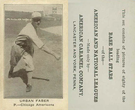1921 American Caramel--Series of 80 Urban Faber # Baseball Card