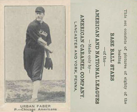 1921 American Caramel--Series of 80 Urban Faber # Baseball Card